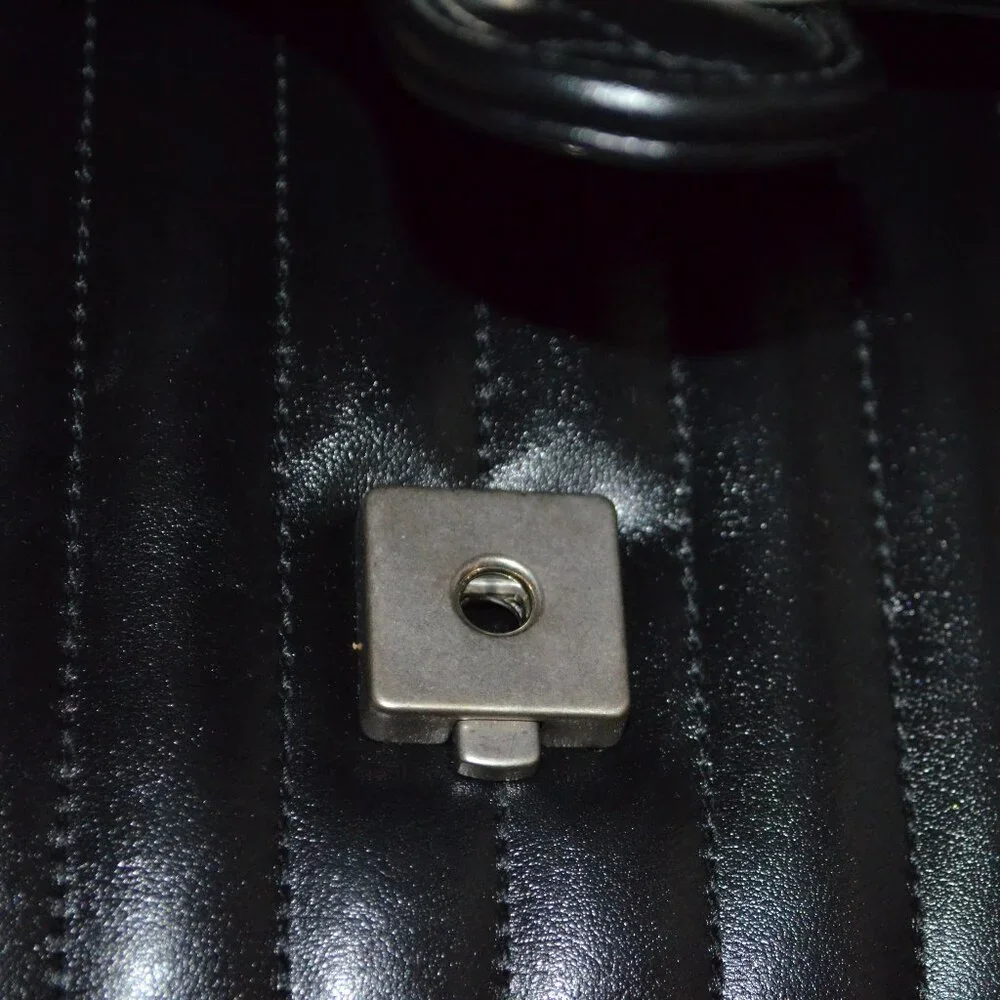 New Gucci GG Black Quilted Marmont Top Handle Shoulder Handbag - Picture 14 of 14